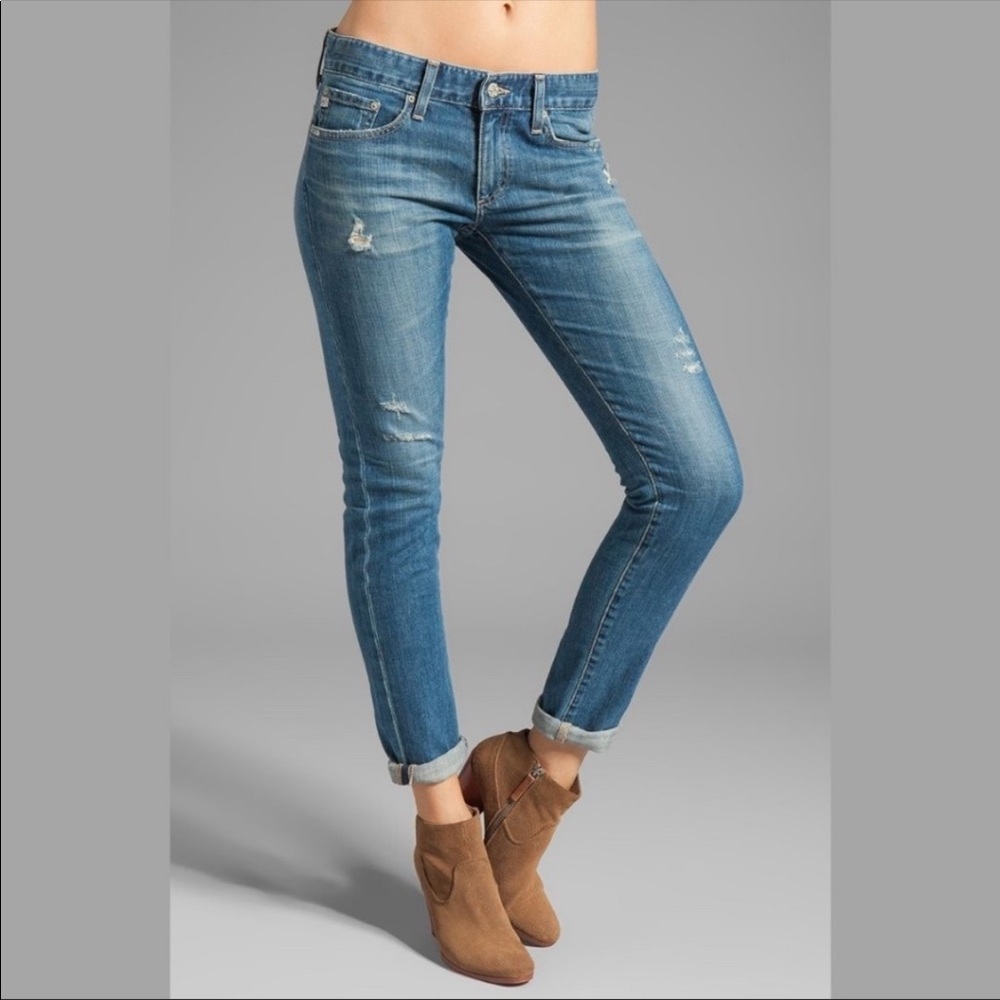AG The Nikki Relaxed Skinny Distressed Denim Jeans